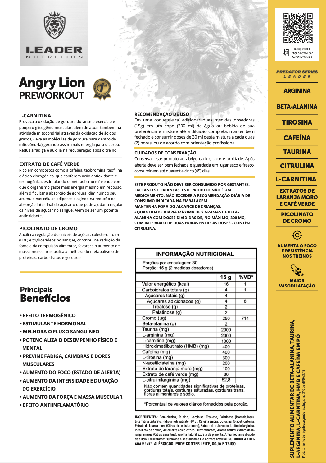 Pré-Treino Angry Lion Leader Nutrition